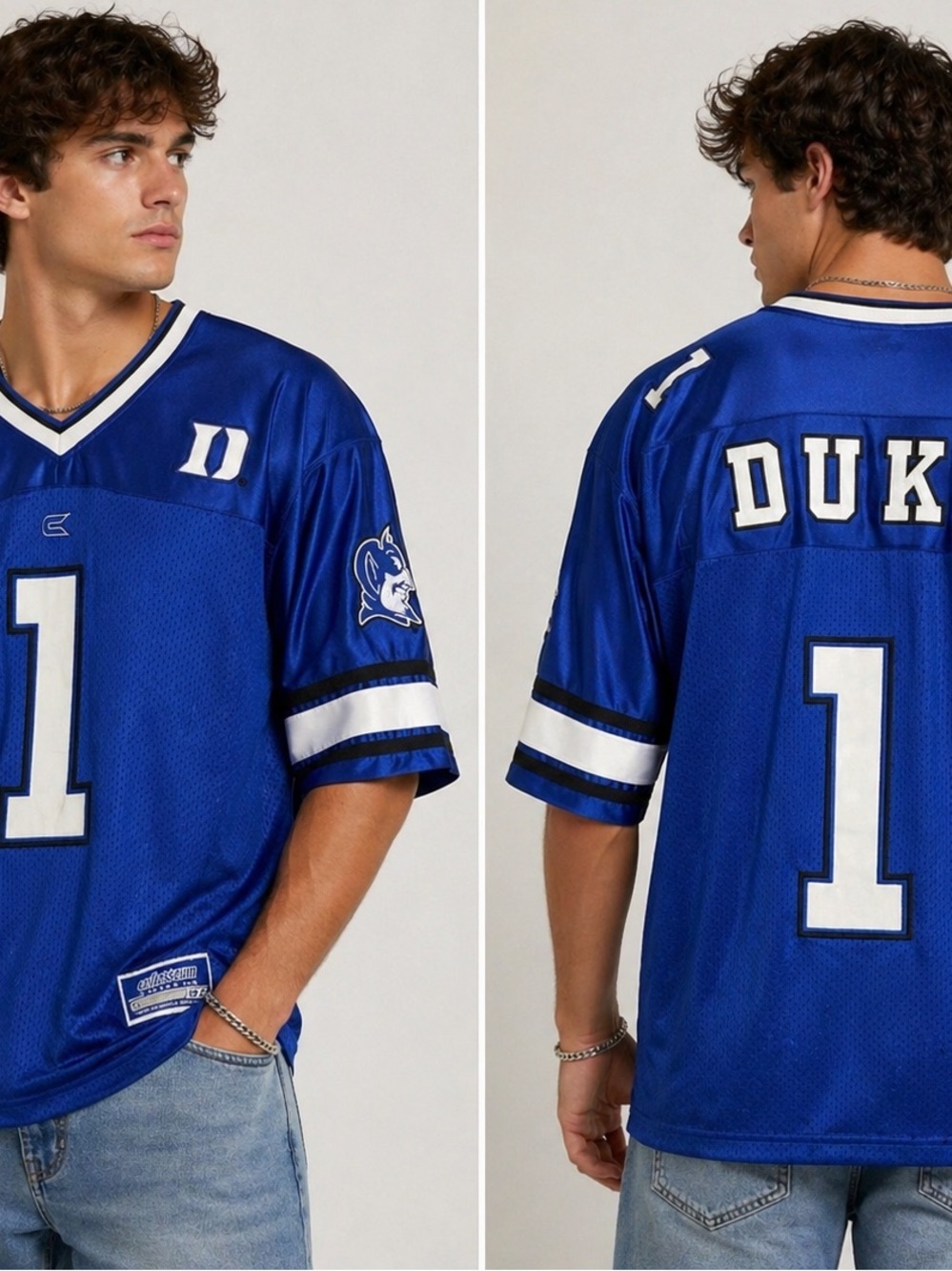 Colosseum Blue and White Athletic Jersey Shirt